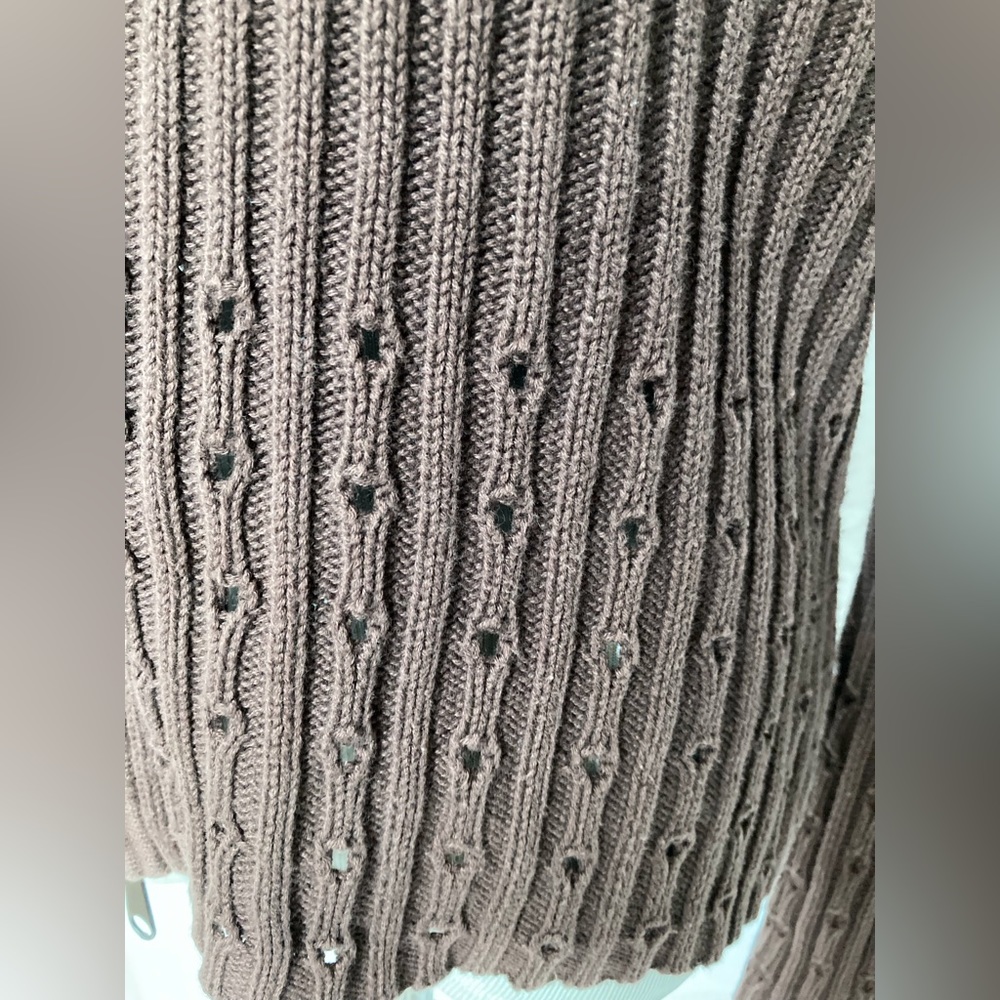 Vertical Design brown double zip knit jacket sweater rib knit construction ☆♡☆♥︎ - Picture 6 of 9
